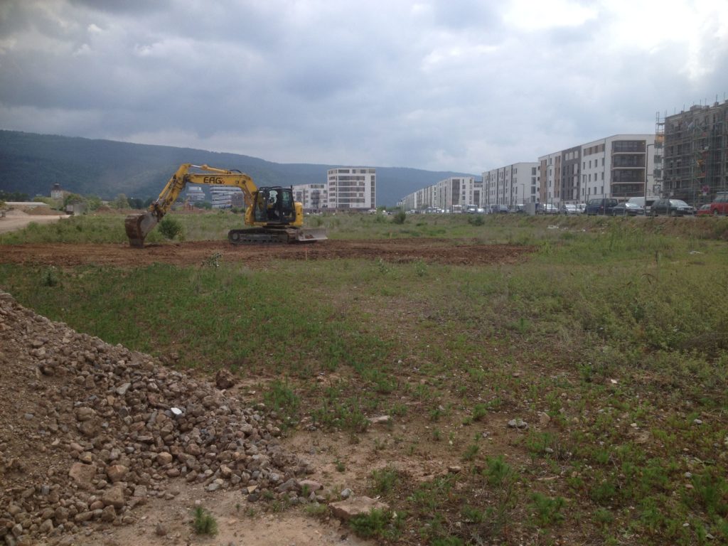 Heidelberg Village Bahnstadt Bildertagebuch Bautagebuch 2015-05-27: Beginn der Erdbauarbeiten